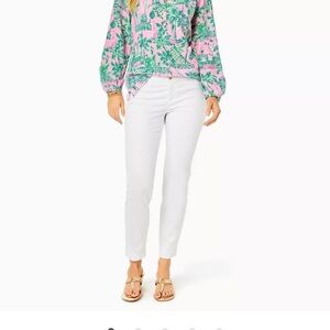 Lilly Pulitzer Kelly Textured Ankle Length Skinny Pant White Sz 4